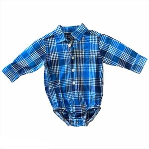 5/$20✨Oshkosh Boys Blue Plaid Button-Front Bodysuit
